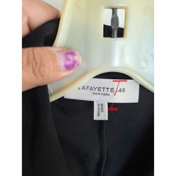 Lafayette 148 Black 100% Silk Faux Wrap Dolman Sleeve Blouse size X-Small - Picture 5 of 6